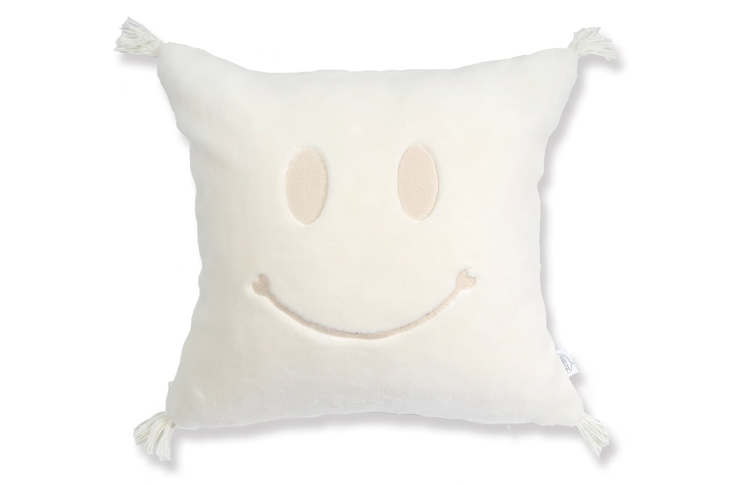 The Smile スマイル 『ニコフェイス®』刺繍オーガニックコットンファークッション 40×40cm 中材付 - HOUSE OF JAPAN Shop