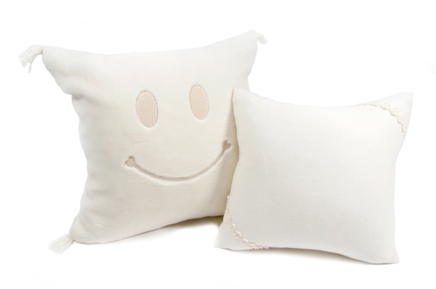 The Smile スマイル 『ニコフェイス®』刺繍オーガニックコットンファークッション 40×40cm 中材付 - HOUSE OF JAPAN Shop