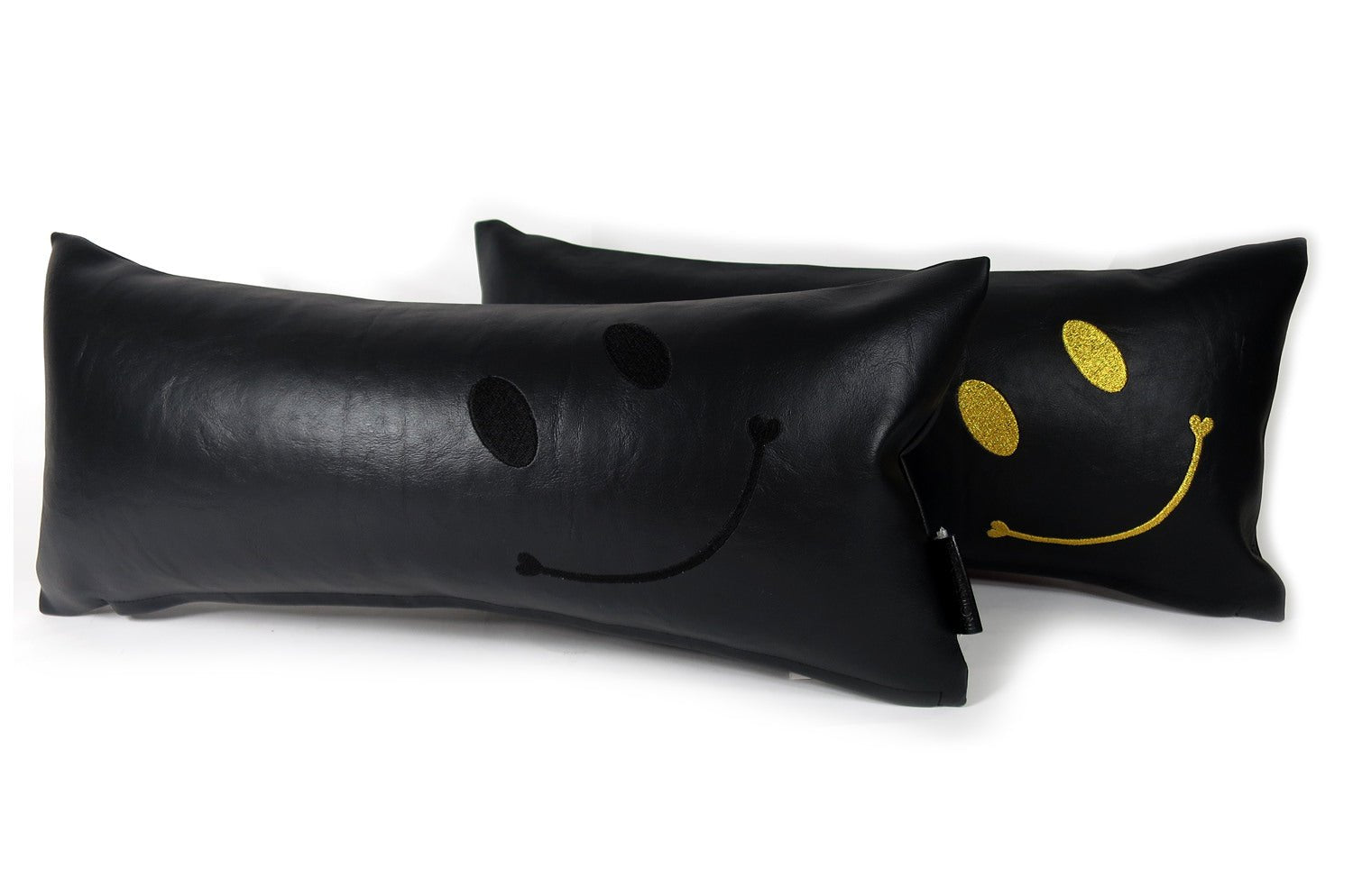 The Smile スマイル ゴールド刺繍『ニコフェイス®』クッション ブラック 45×20cm 中材付 - HOUSE OF JAPAN Shop