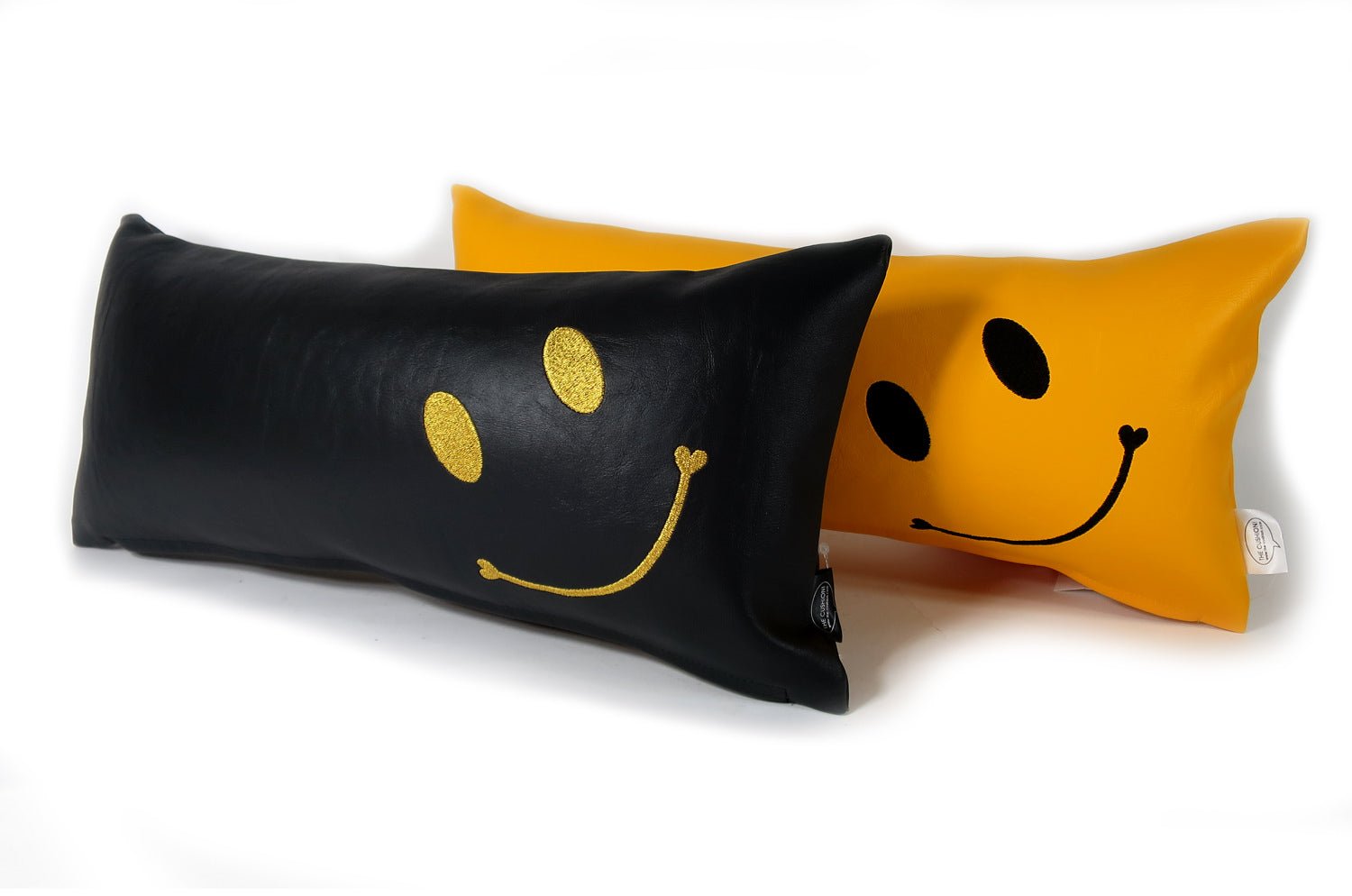 The Smile スマイル ゴールド刺繍『ニコフェイス®』クッション ブラック 45×20cm 中材付 - HOUSE OF JAPAN Shop