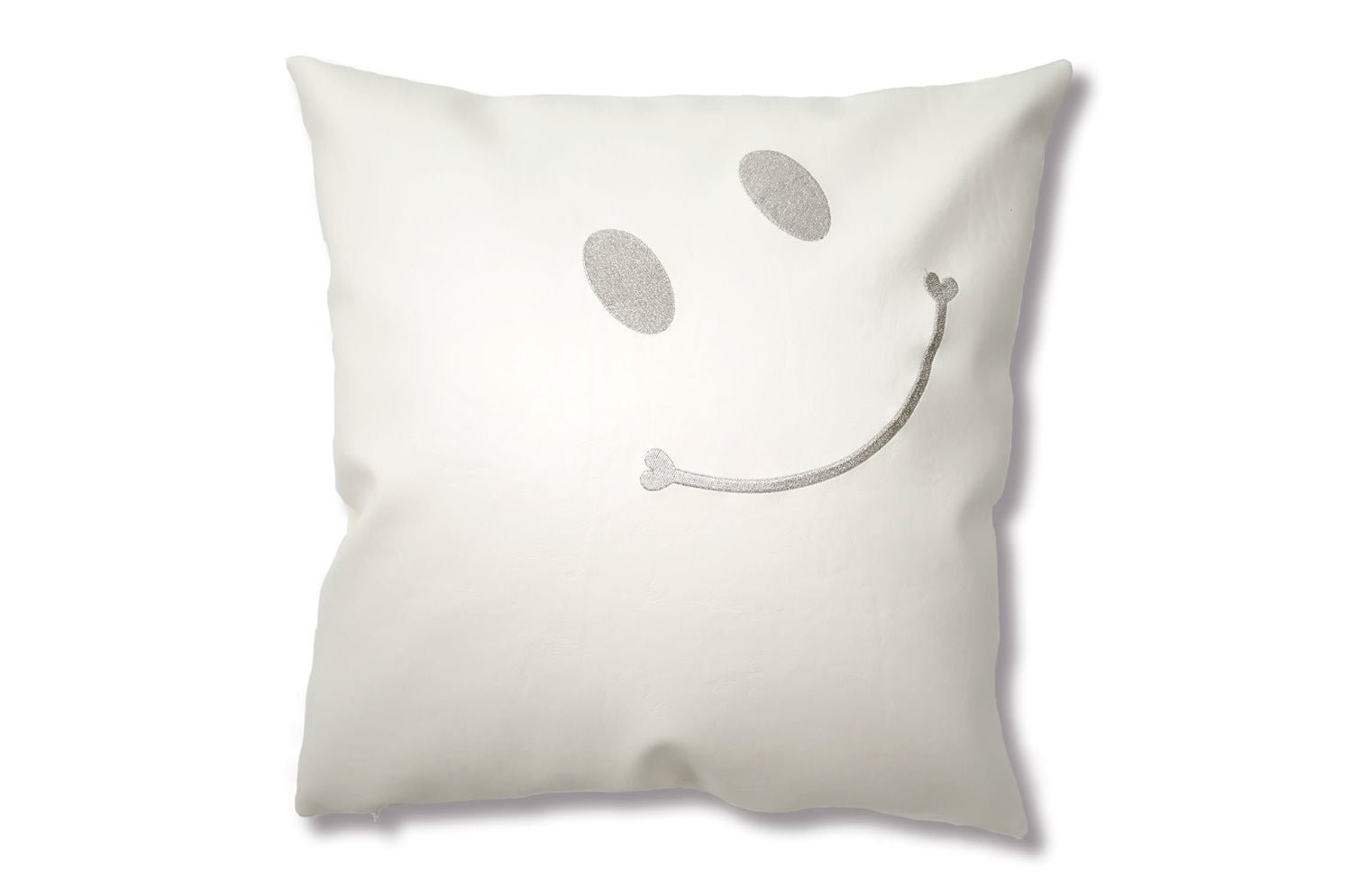 The Smile スマイル キュートシルバースマイル 『ニコフェイス®』刺繍クッションカバー ホワイト 45×45cm - HOUSE OF JAPAN Shop