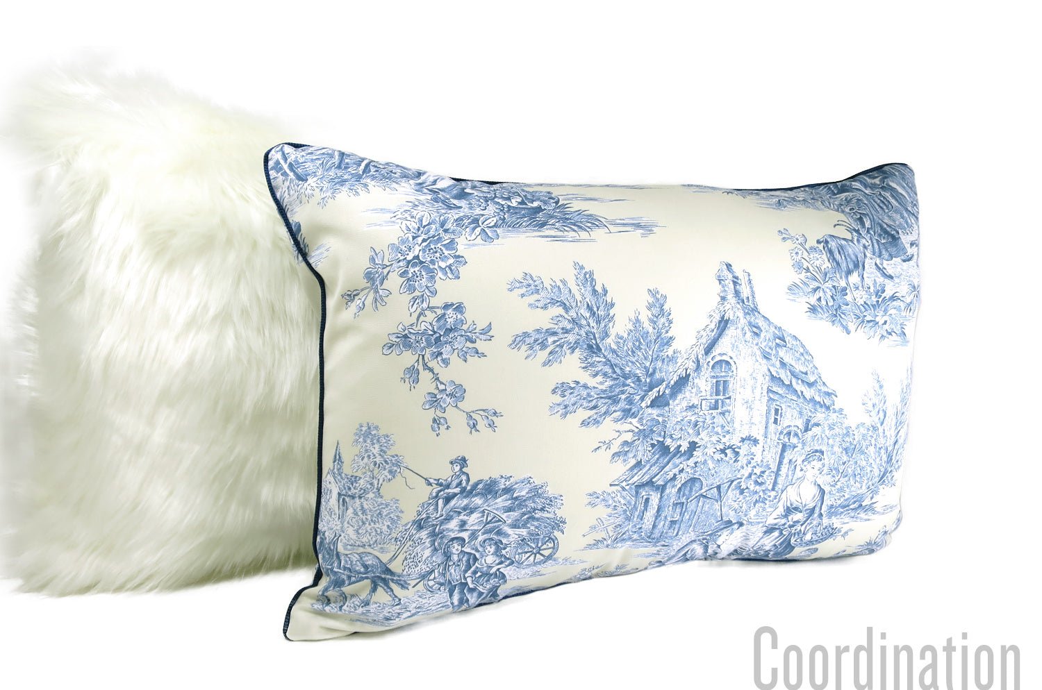 The toile de Jouy マニュエルカノヴァス トワルドジュイ 横長クッション 50×35cm 中材付 - HOUSE OF JAPAN Shop