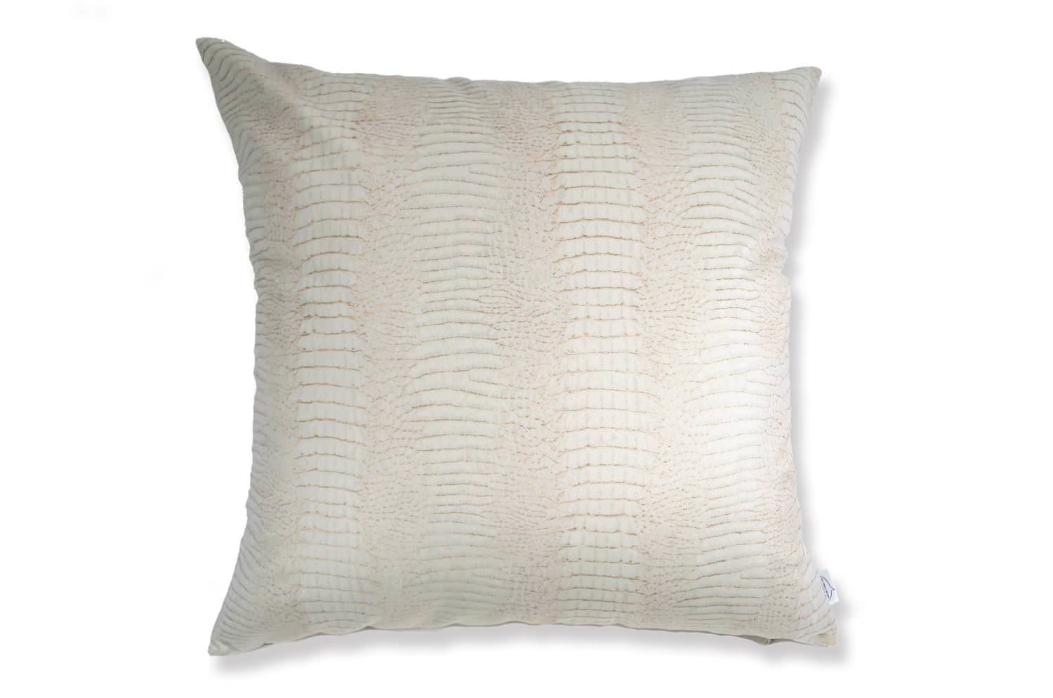 The White Crocodile スペイン製起毛スエードタッチ ホワイトクロコ柄クッションカバー 50×50cm - HOUSE OF JAPAN Shop