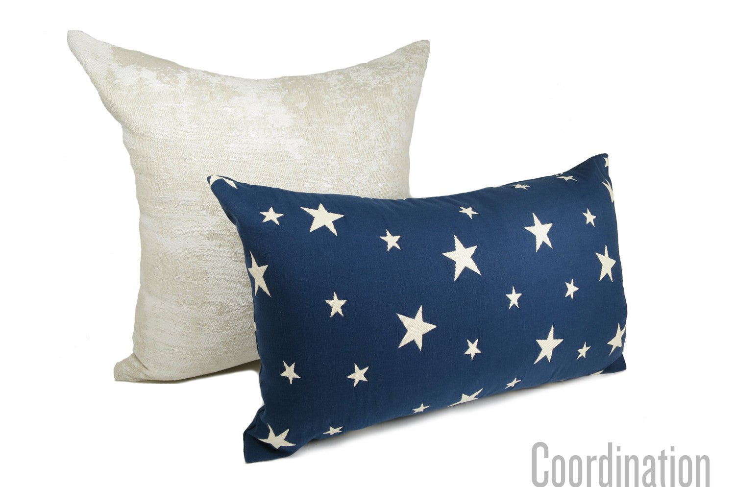 The WILLA STAR JACQUARD BLUE ラルフローレンファブリック ウィラスタージャカード クッション 50×30cm 中材付 - HOUSE OF JAPAN Shop