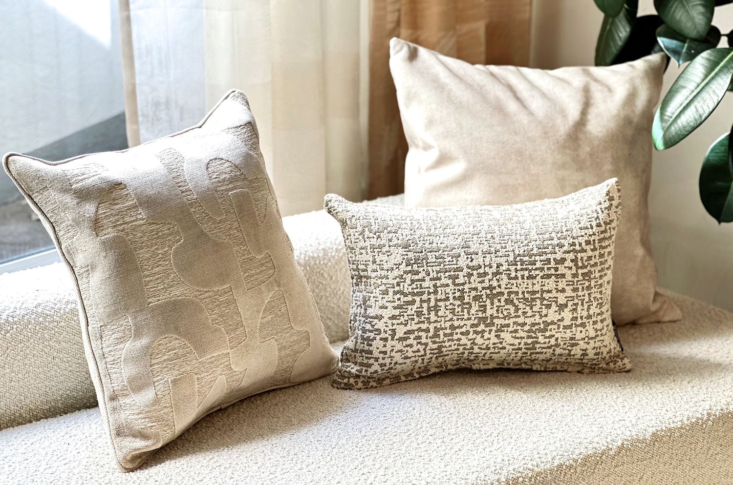 空間が一瞬で整う3点コーディネートセット！【Soft Natural】ミルクティーベージュで整う、やさしい上質感 (中材付) - HOUSE OF JAPAN Shop