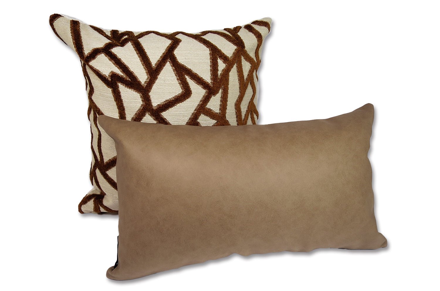 高級感 レザー調 セミマット ウォシャブル クッション (ベージュ）50×30cm 中材付 - HOUSE OF JAPAN Shop