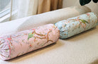 Birds in the Garden 花園の小鳥 フランス製コットン ボルスター クッション タッセル付 (rose) 50×16Φ 中材付 - HOUSE OF JAPAN Shop
