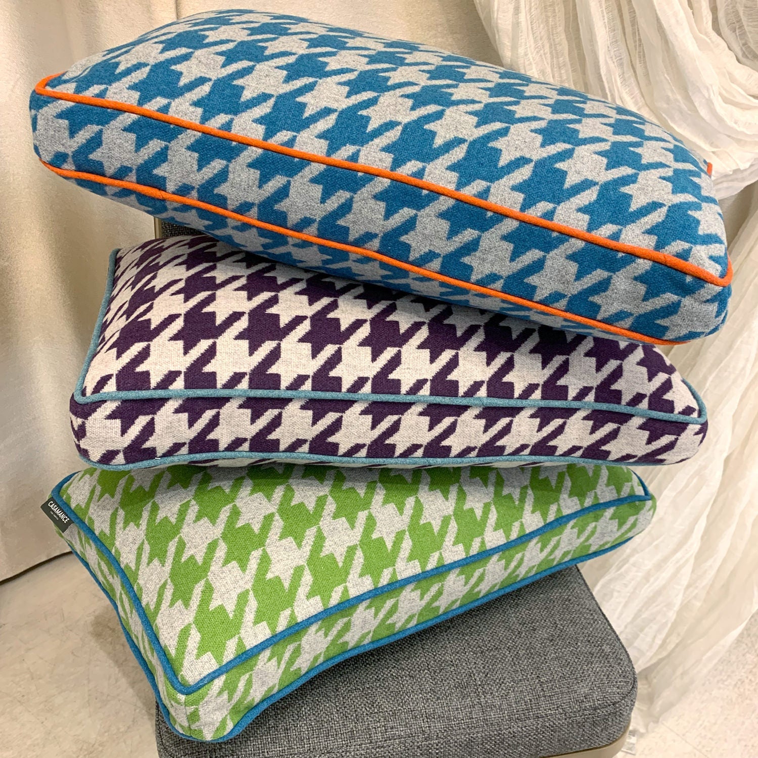 CASAMANCE（カサマンス）千鳥格子クッション ナイトパープル 50×30×5cm 中材付 - HOUSE OF JAPAN Shop