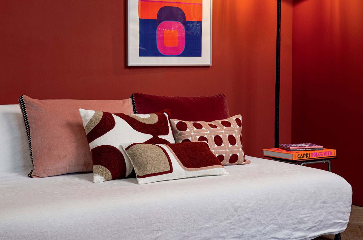 【海外取寄品】ELITIS(エリティス) Broceliande クッション(Rouge vernis) 50x25cm 中材付 - HOUSE OF JAPAN Shop