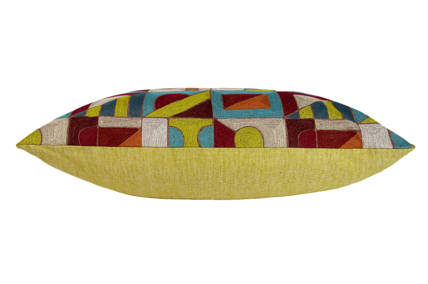 The Alexandrie アレクサンドリー フレンチ総刺繍 リネン混クッション(Mustard）60×40cm 中材付 - HOUSE OF JAPAN Shop