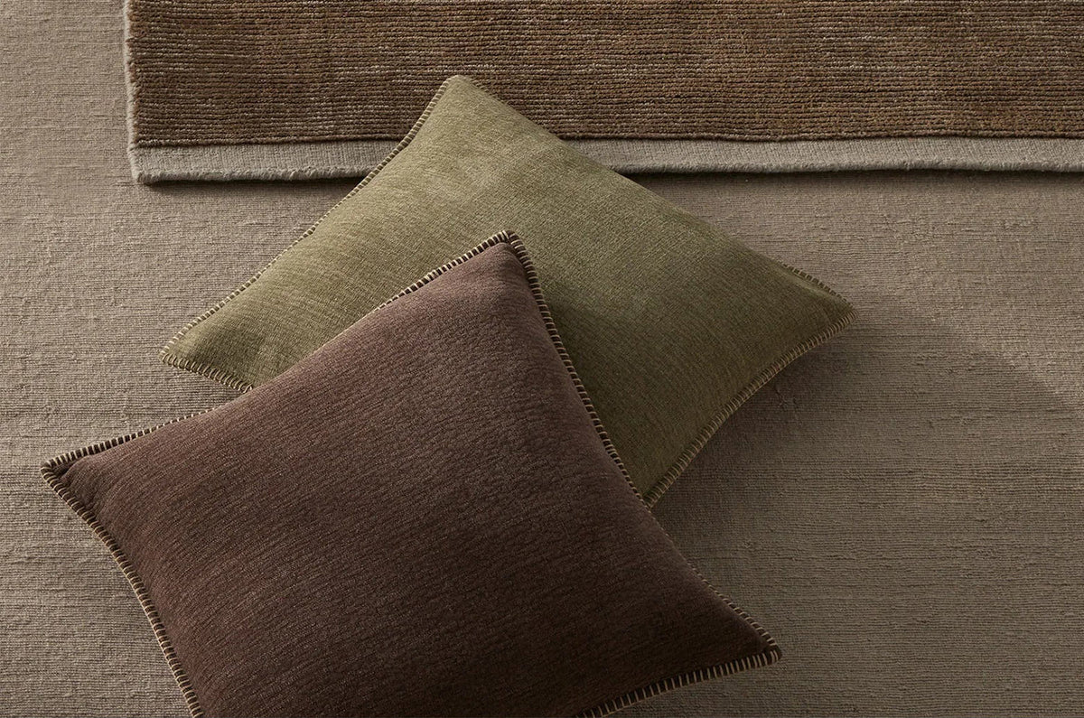 The Blanket stitch ブランケットステッチ クッションカバー (Moss) 50×50cm - HOUSE OF JAPAN Shop