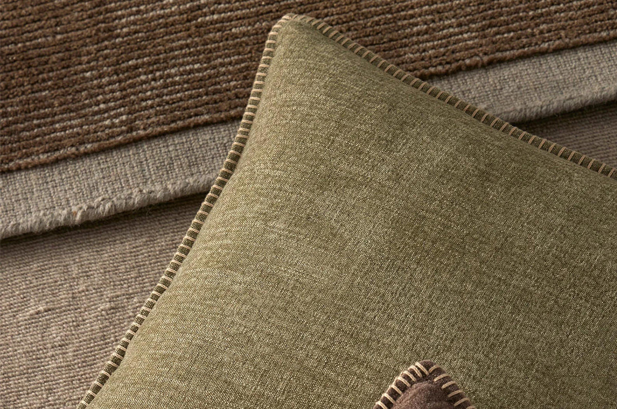 The Blanket stitch ブランケットステッチ クッションカバー (Moss) 50×50cm - HOUSE OF JAPAN Shop