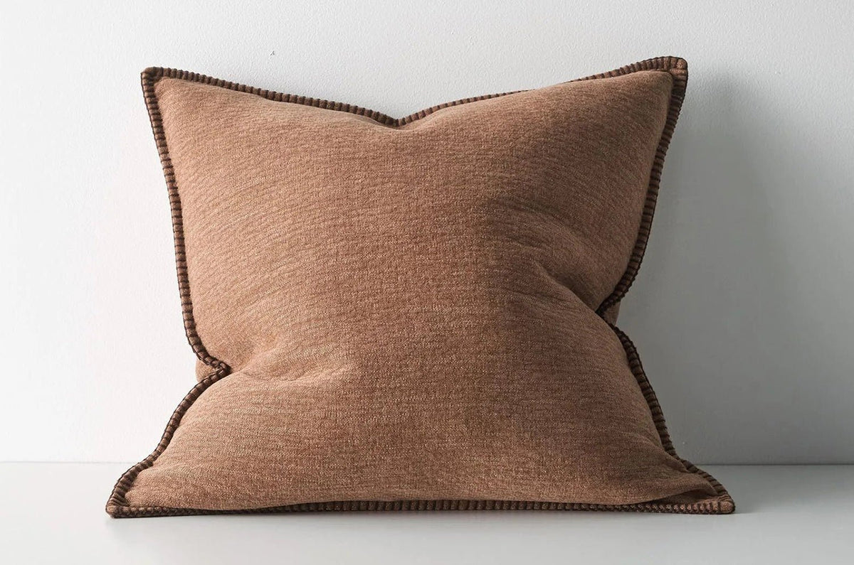 The Blanket stitch ブランケットステッチ クッションカバー (Rust) 50×50cm - HOUSE OF JAPAN Shop