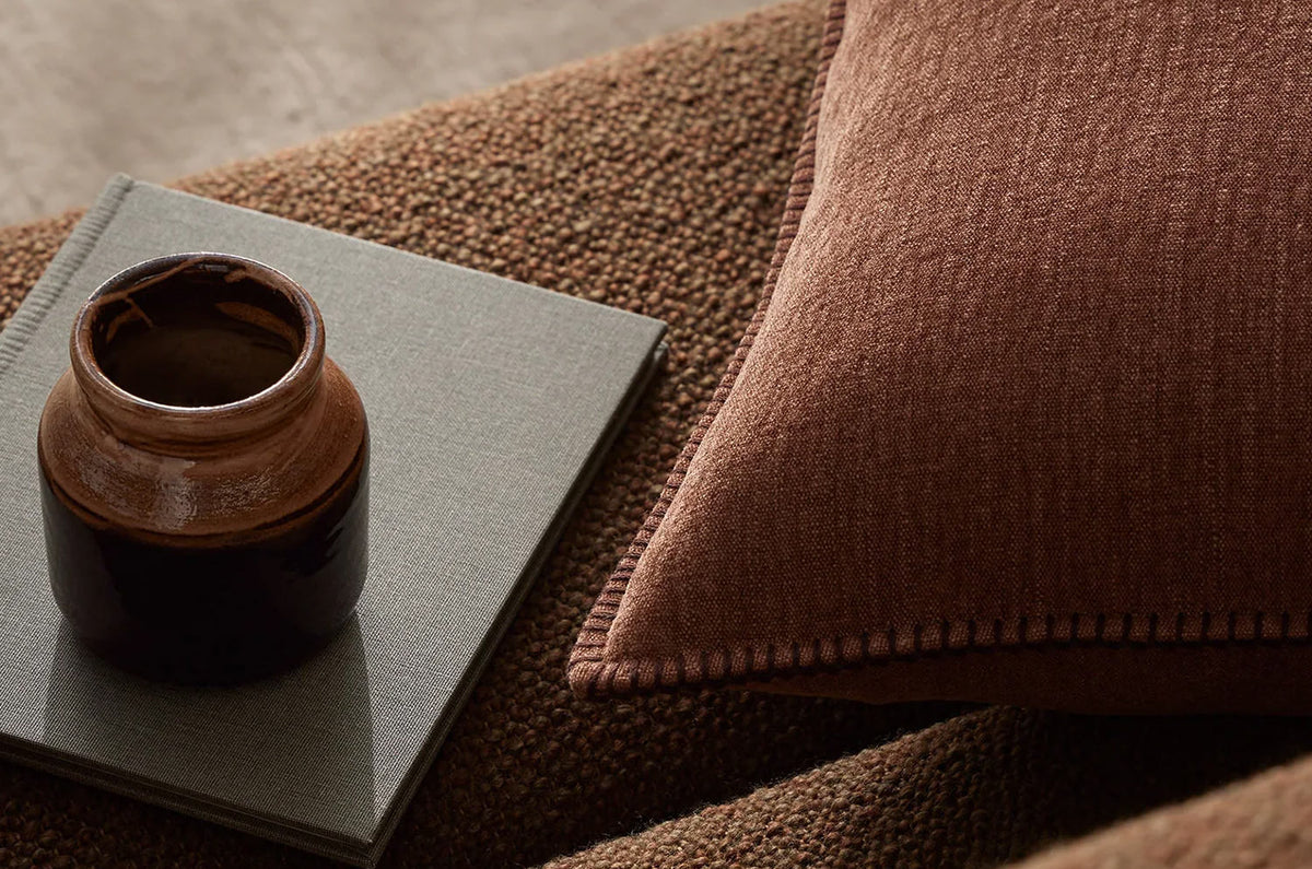 The Blanket stitch ブランケットステッチ クッションカバー (Rust) 50×50cm - HOUSE OF JAPAN Shop