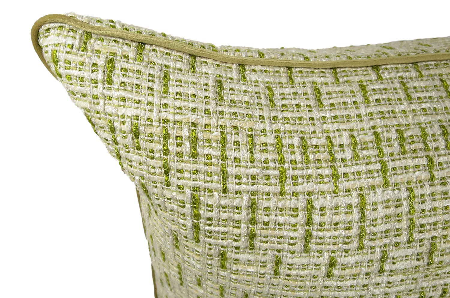 The Brochier Gru ブロシエ グル ベルベットパイピング ジャガードクッション(Aloe）45×30cm フェザー中材付 - HOUSE OF JAPAN Shop