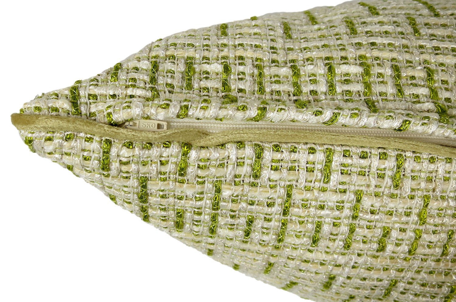 The Brochier Gru ブロシエ グル ベルベットパイピング ジャガードクッション(Aloe）45×30cm フェザー中材付 - HOUSE OF JAPAN Shop