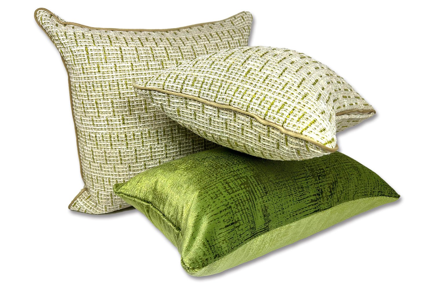 The Brochier Gru ブロシエ グル ベルベットパイピング ジャガードクッション(Aloe）45×30cm フェザー中材付 - HOUSE OF JAPAN Shop