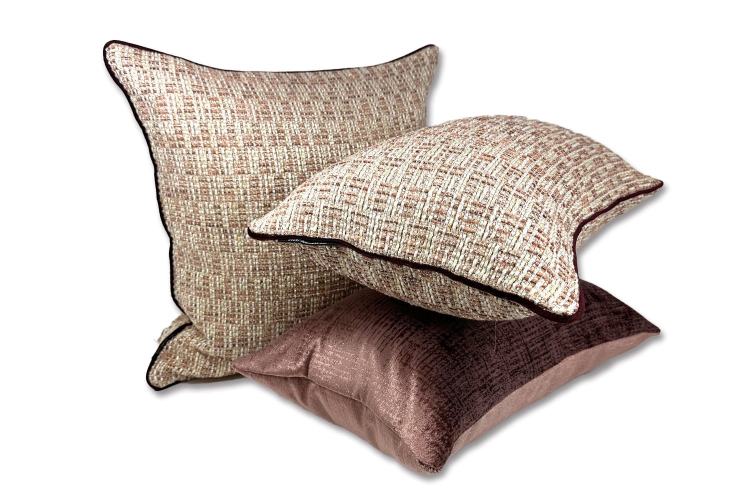 The Brochier Gru ブロシエ グル ベルベットパイピング ジャガードクッション(Blush）45×30cm フェザー中材付 - HOUSE OF JAPAN Shop