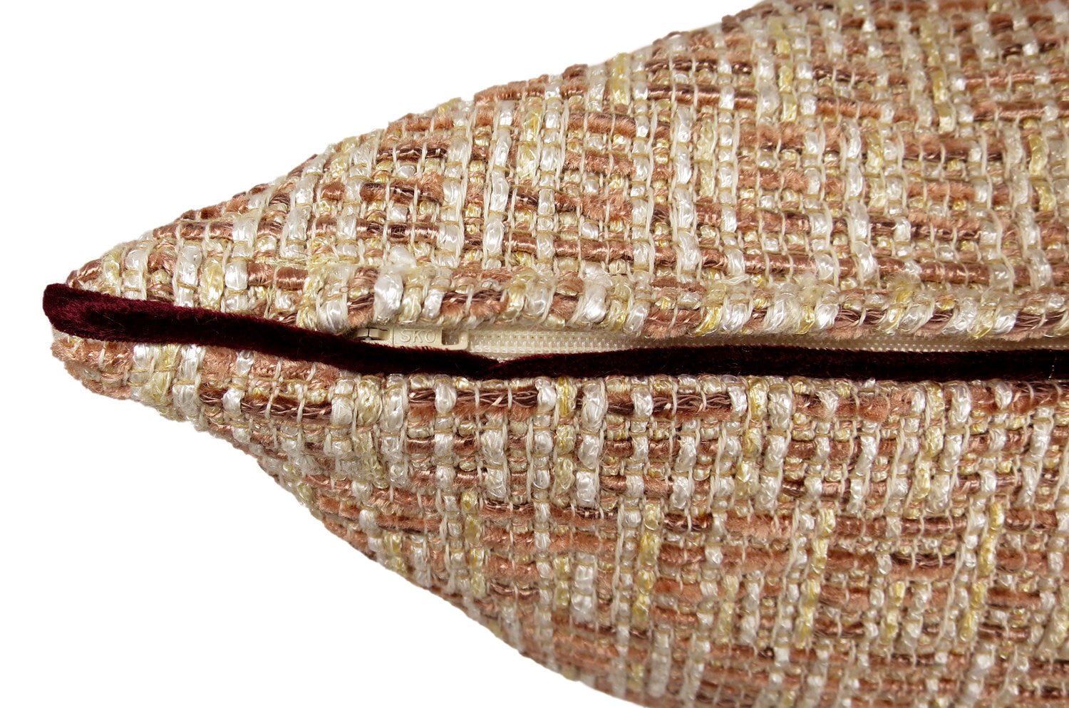 The Brochier Gru ブロシエ グル ベルベットパイピング ジャガードクッション(Blush）45×30cm フェザー中材付 - HOUSE OF JAPAN Shop