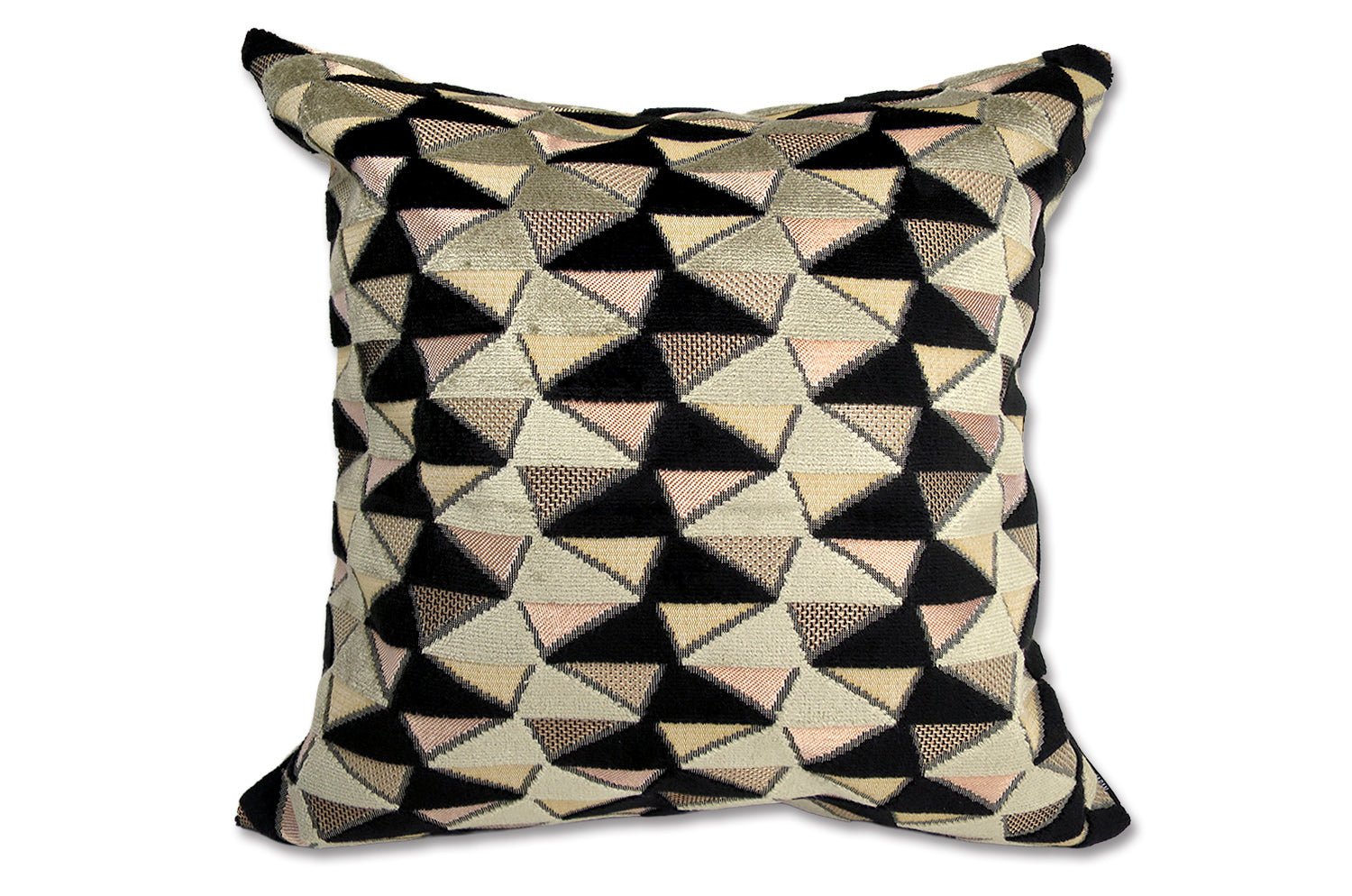 The CHARLOTTE シャルロット フランス製 ジャガードベルベット クッションカバー (Beige/Noir) 50×50cm - HOUSE OF JAPAN Shop