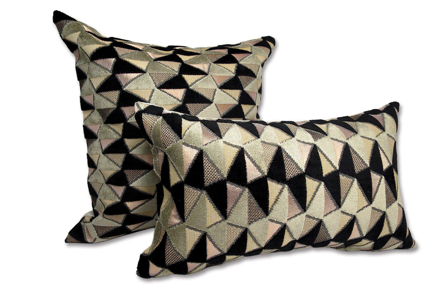 The CHARLOTTE シャルロット フランス製 ジャガードベルベット クッションカバー (Beige/Noir) 50×50cm - HOUSE OF JAPAN Shop