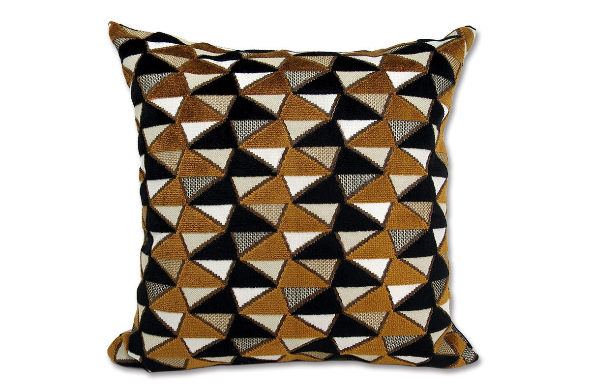 The CHARLOTTE シャルロット フランス製 ジャガードベルベット クッションカバー (Bronze / Noir) 50×50cm - HOUSE OF JAPAN Shop