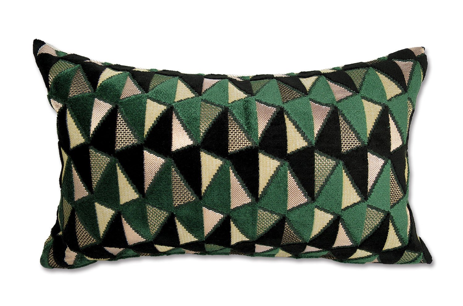 The CHARLOTTE シャルロット フランス製 ジャガードベルベット クッション (Vert/Noir) 50×30cm 中材付 - HOUSE OF JAPAN Shop