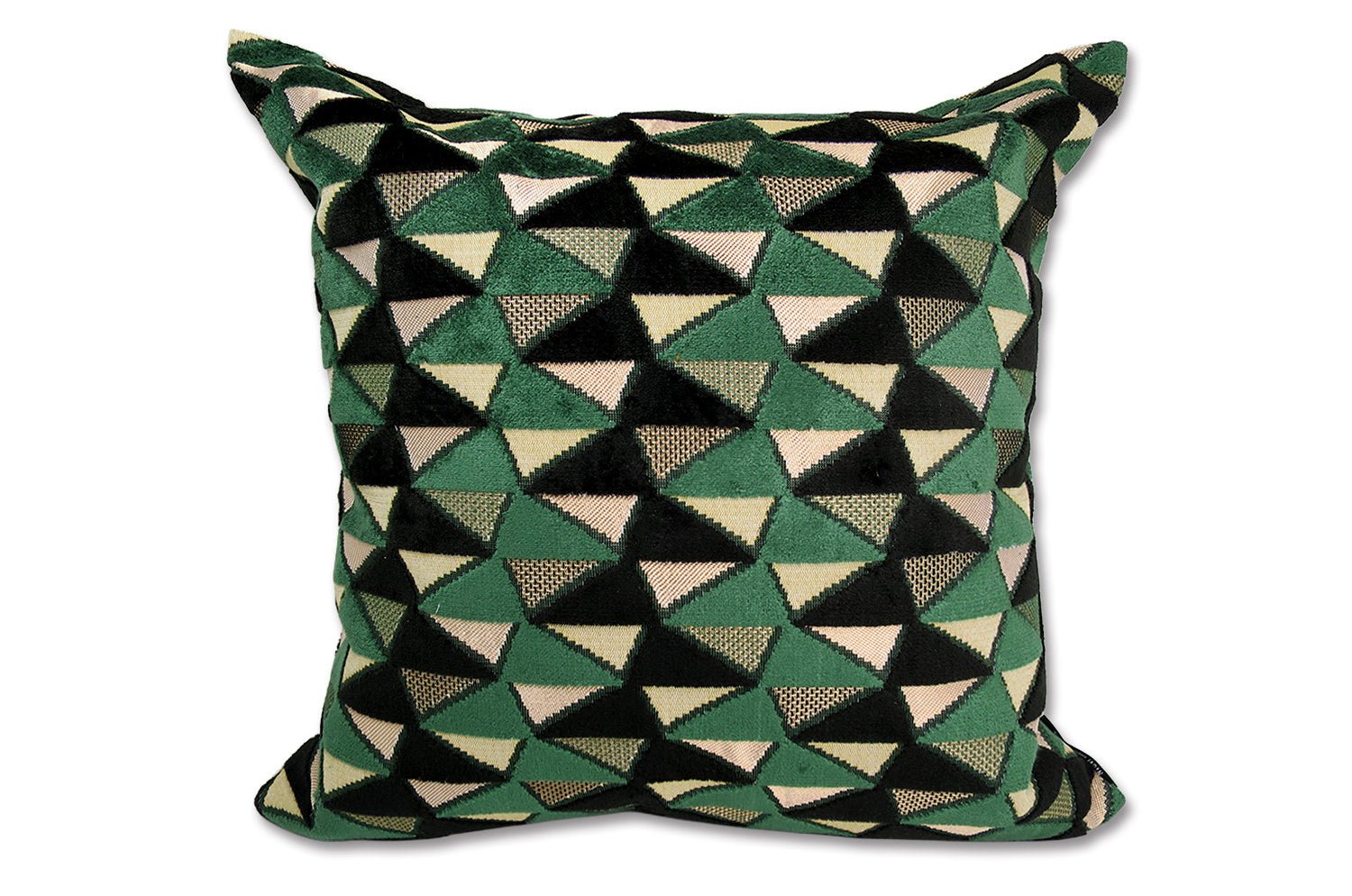 The CHARLOTTE シャルロット フランス製 ジャガードベルベット クッションカバー (Vert/Noir) 50×50cm - HOUSE OF JAPAN Shop