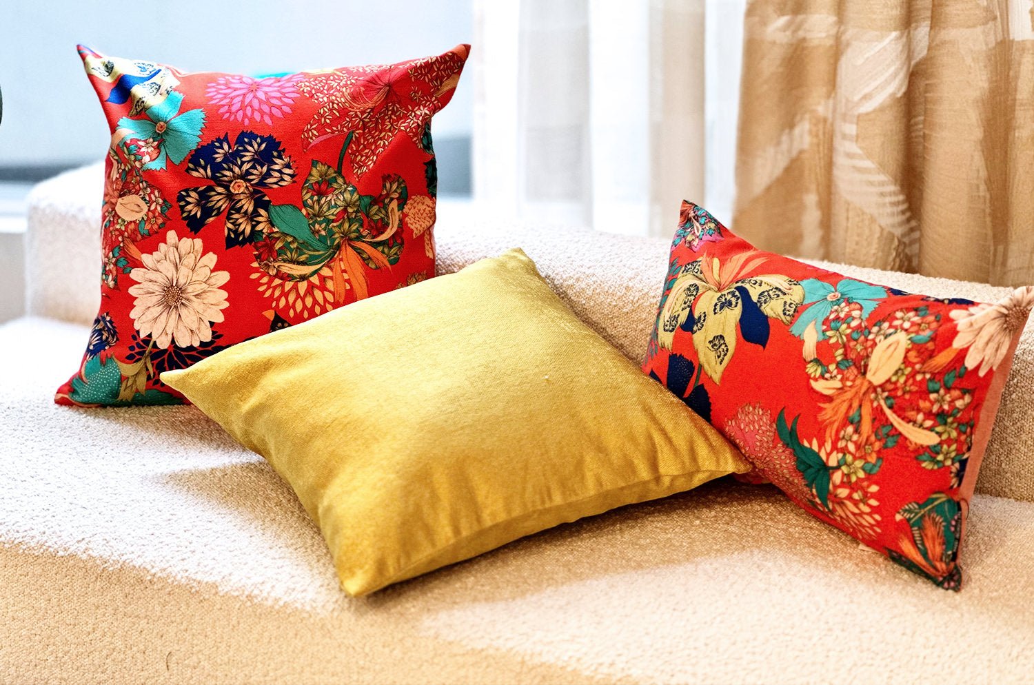 The French cotton コットン100% French＆Italian キモノフラワー クッション 45×30cm 中材付 - HOUSE OF JAPAN Shop