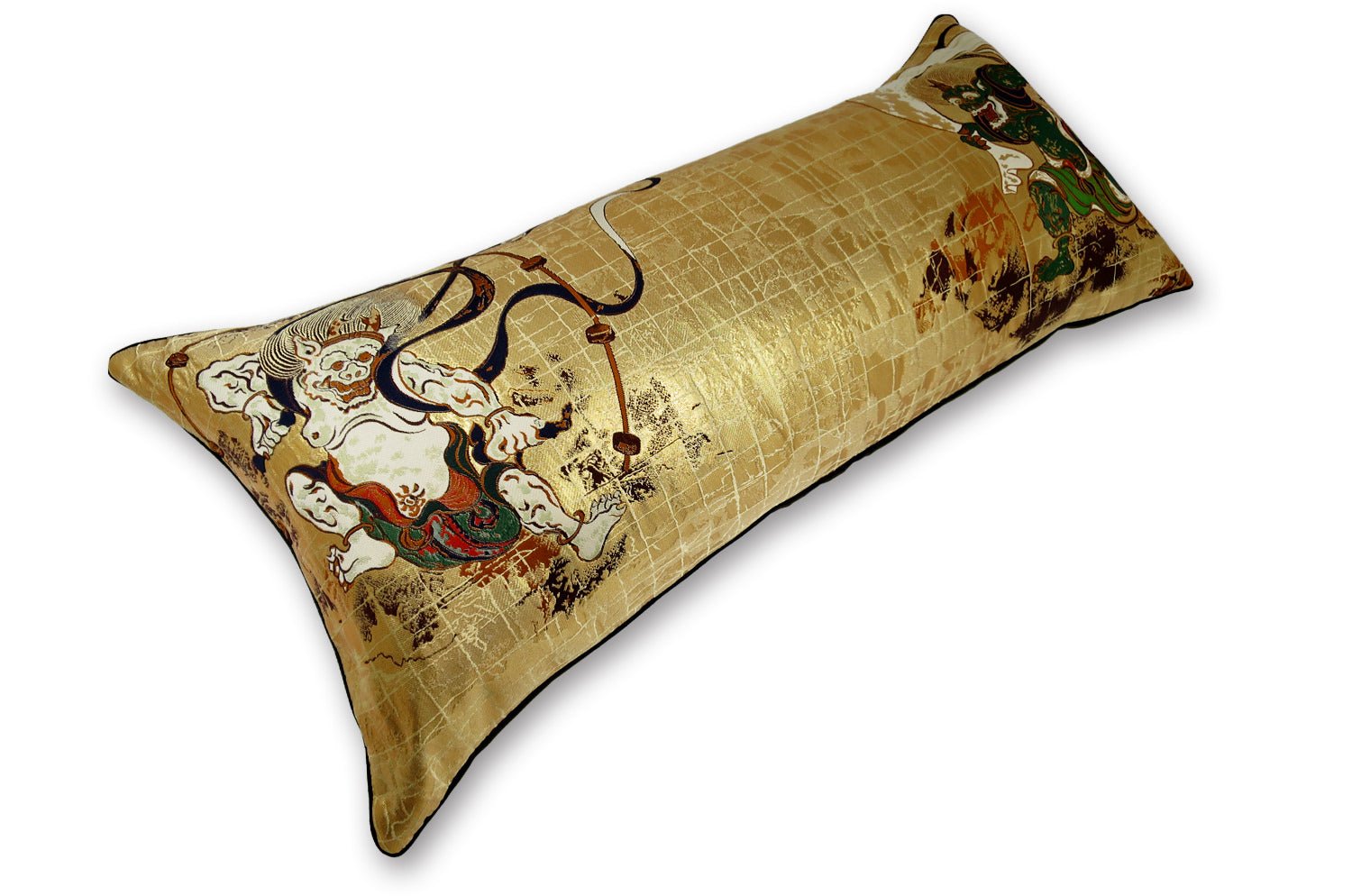 The Fujin Raijin 風神雷神図 西陣織 横長クッション 72×32cm 中材付 - HOUSE OF JAPAN Shop