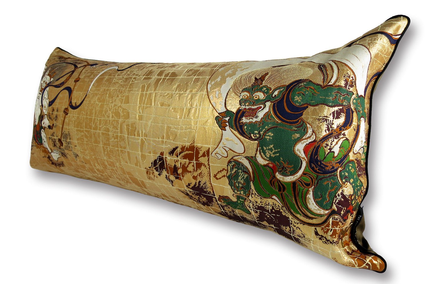 The Fujin Raijin 風神雷神図 西陣織 横長クッション 72×32cm 中材付 - HOUSE OF JAPAN Shop