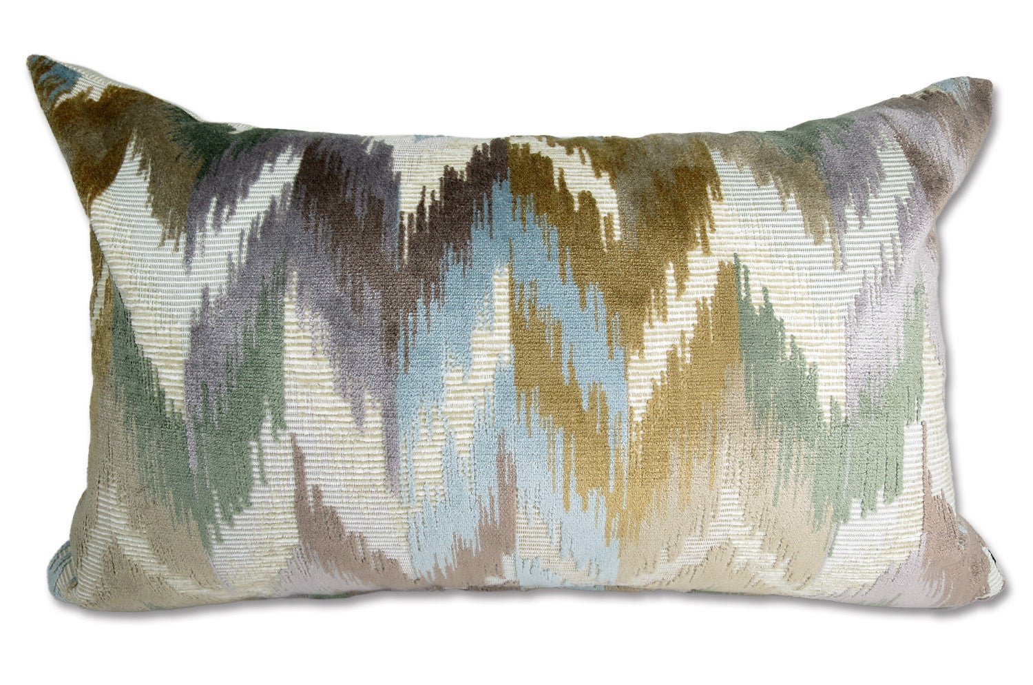 The Ikat Velours イカット調 ベルベットクッション (Blue Mist) 65×40cm 中材付 - HOUSE OF JAPAN Shop