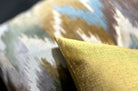 The Ikat Velours イカット調 ベルベットクッション (Blue Mist) 65×40cm 中材付 - HOUSE OF JAPAN Shop