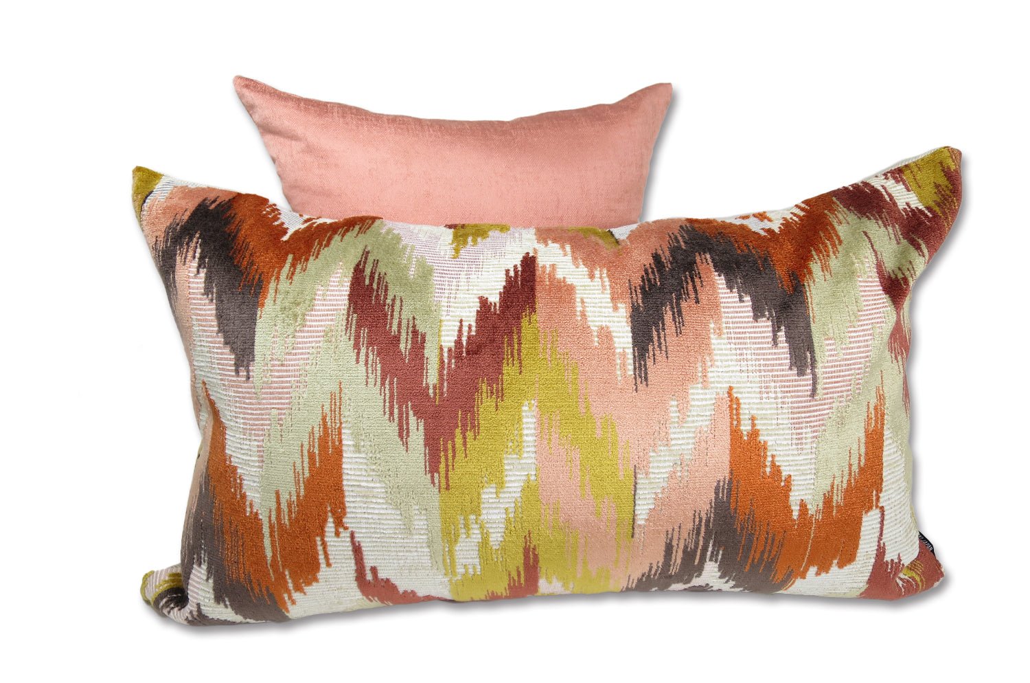 The Ikat Velours イカット調 ベルベットクッション (Terracotta) 65×40cm 中材付 - HOUSE OF JAPAN Shop