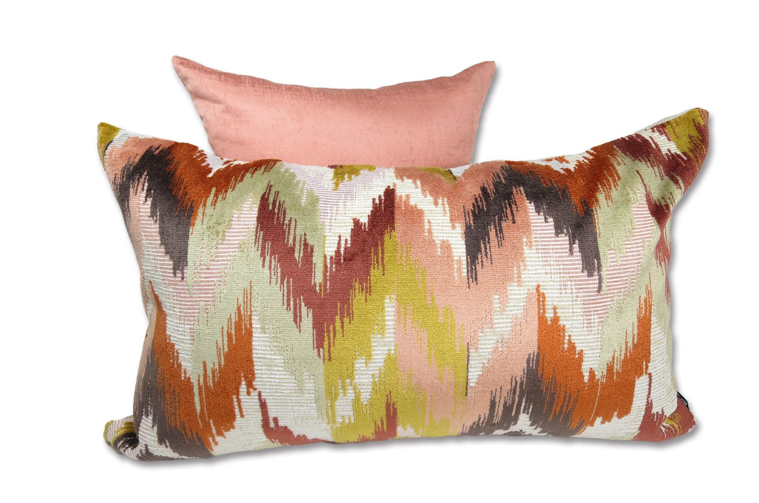 The Ikat Velours イカット調 ベルベットクッション (Terracotta) 65×40cm 中材付 - HOUSE OF JAPAN Shop