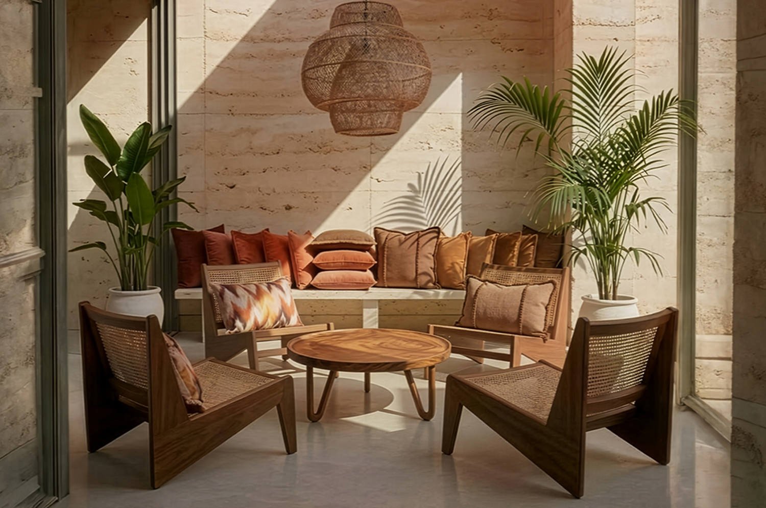 The Ikat Velours イカット調 ベルベットクッション (Terracotta) 65×40cm 中材付 - HOUSE OF JAPAN Shop
