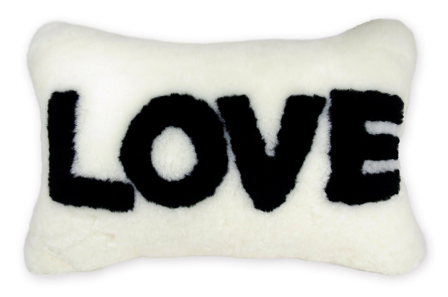 The LOVE ラブ ムートン クッション (ホワイト) 45×30cm 中材付 - HOUSE OF JAPAN Shop