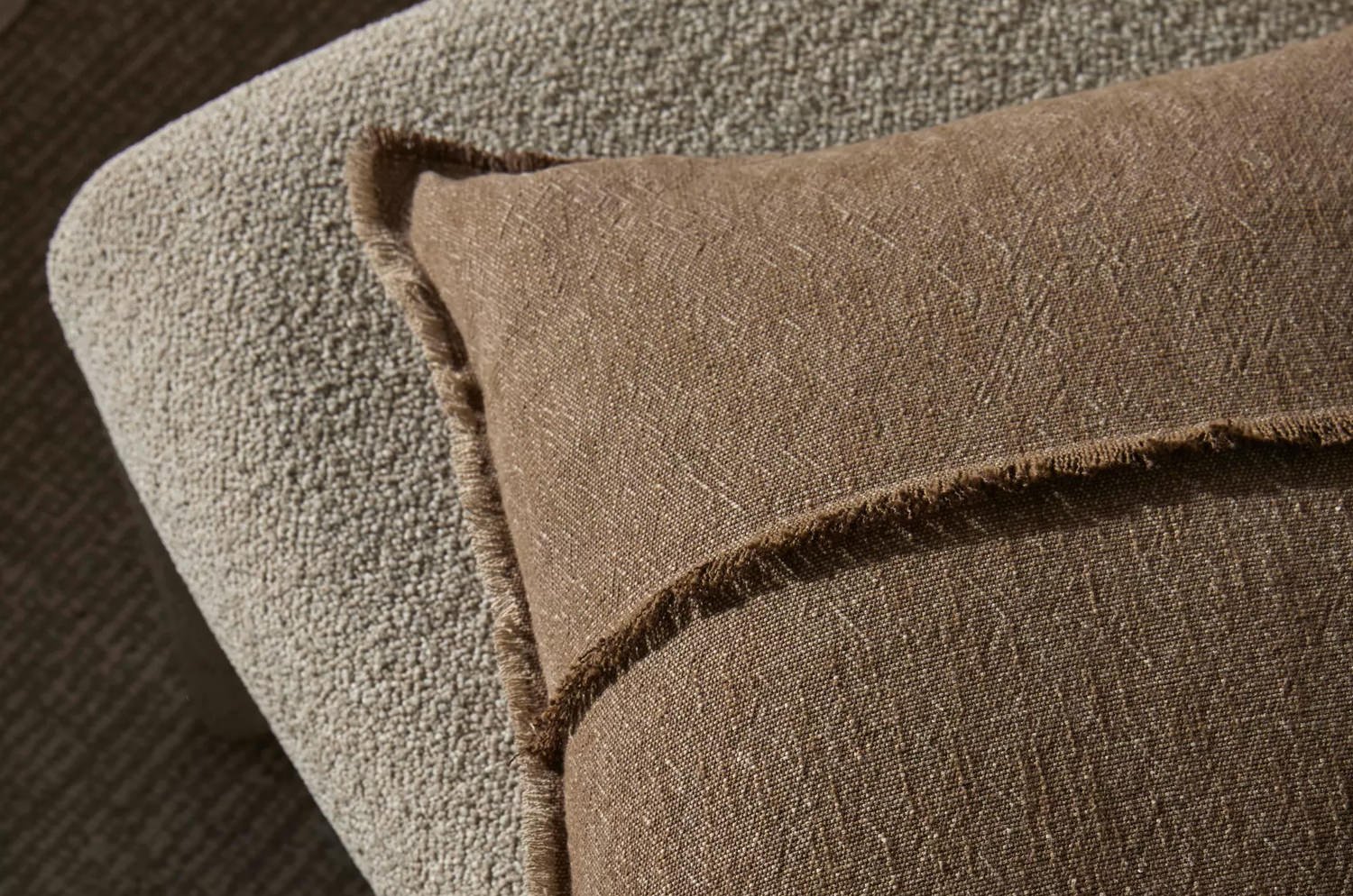 The Pure Fringe 自然素材フリンジ付きクッションカバー リネン&コットン (Cocoa) 50×50cm - HOUSE OF JAPAN Shop