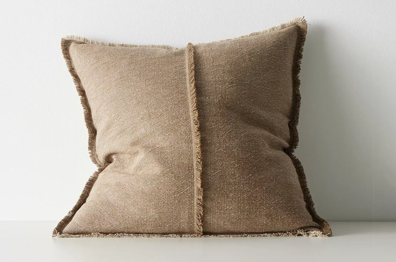 The Pure Fringe 自然素材フリンジ付きクッションカバー リネン&コットン (Cocoa) 50×50cm - HOUSE OF JAPAN Shop