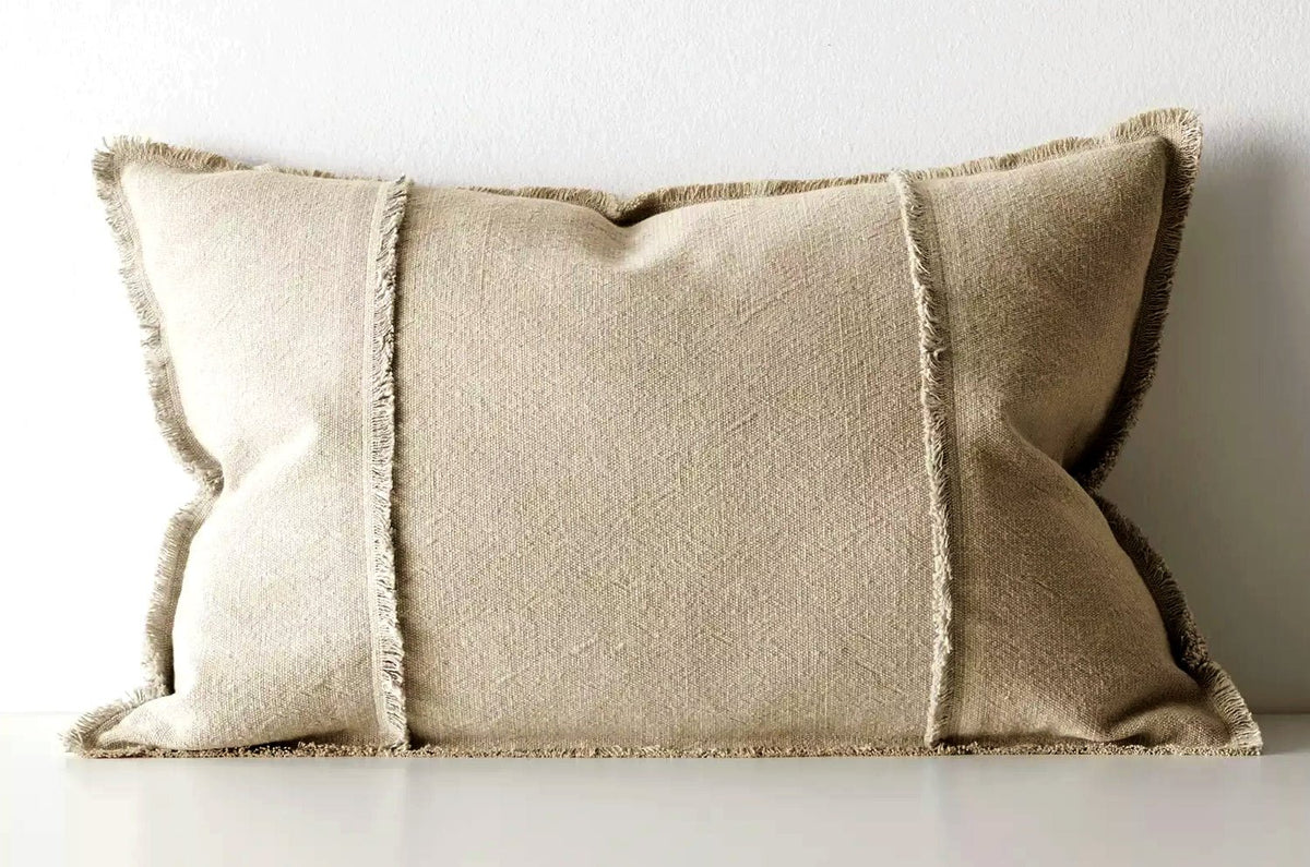 The Pure Fringe 自然素材フリンジ付きクッション リネン&コットン (Natural) 60×40cm 中材付 - HOUSE OF JAPAN Shop