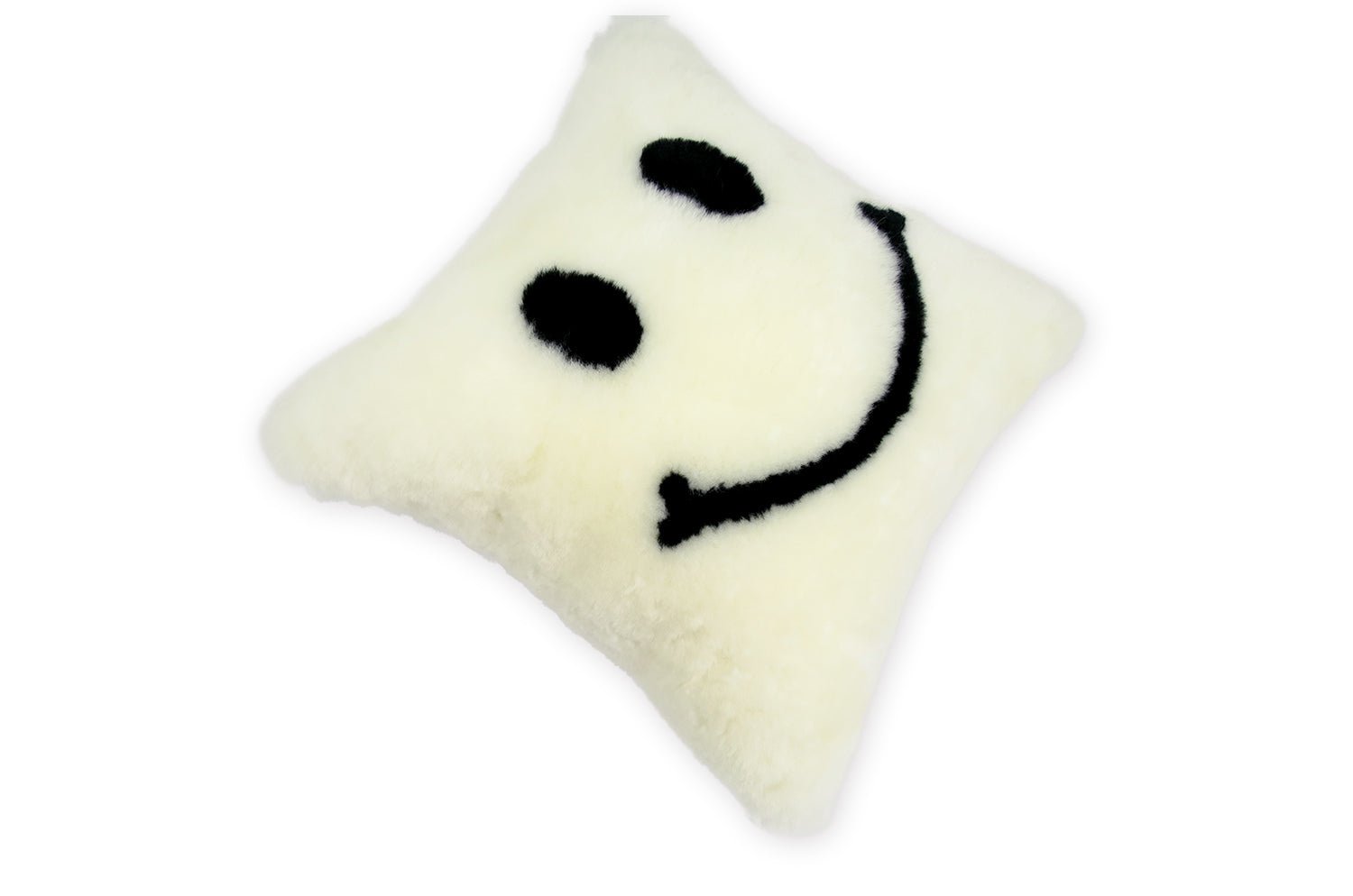 The SMILE 『ニコフェイス®』 スマイル ムートン クッション (ホワイト) 35×35cm 中材付 - HOUSE OF JAPAN Shop